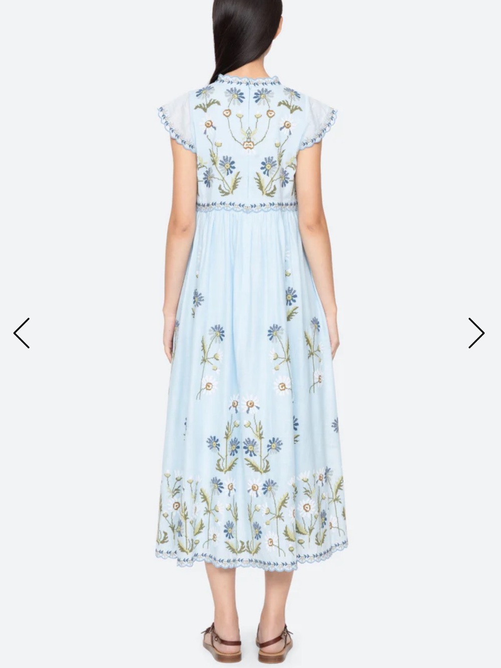SEA NEW YORK Audra Dress Light Blue Floral Embroidered Midi Dress,S - Picture 2 of 10